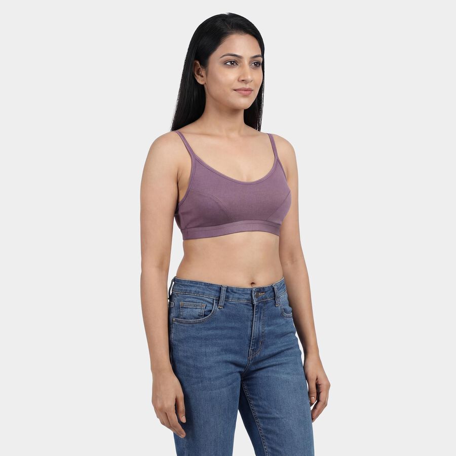 Women's Purple Cotton Blend Scoop Neck Wireless Bra, Purple, large