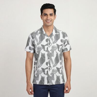 Men's Dark Green Cotton Classic Collar Casual Shirt