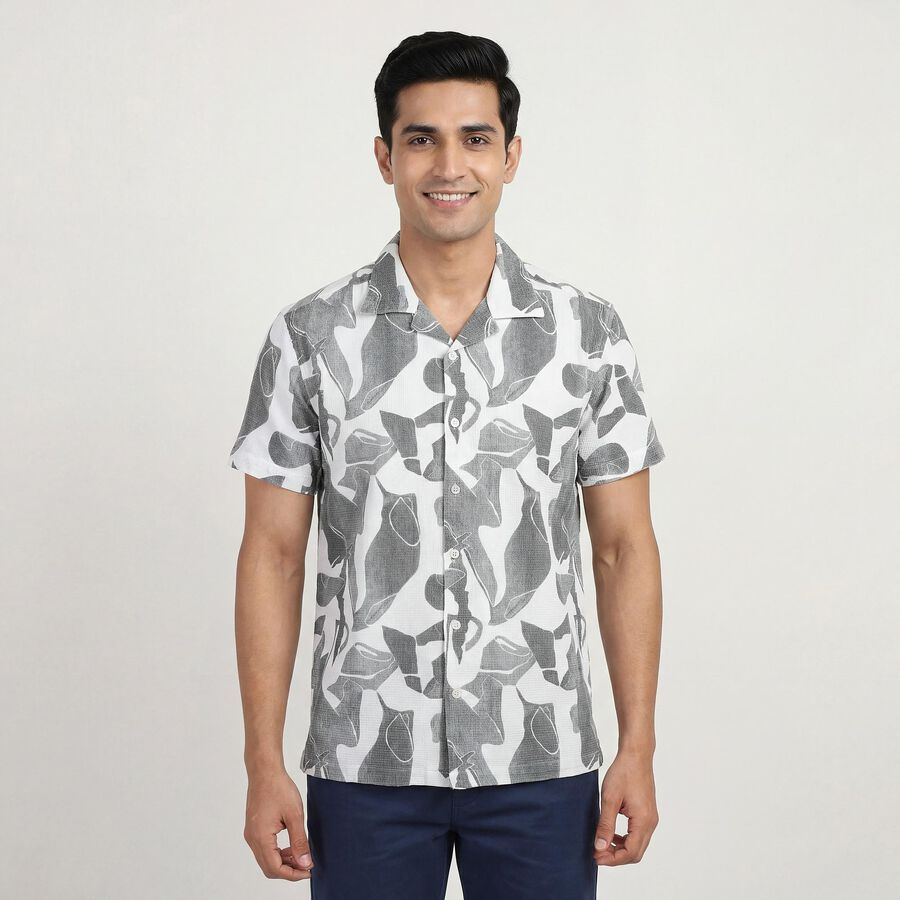 Men's Dark Green Cotton Classic Collar Casual Shirt, Dark Green, large