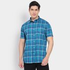 Men's 100% Cotton Casual Shirt, Dark Blue, small