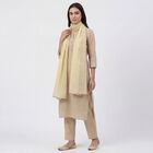 Women's Beige Cotton Embroidered Dupatta, Beige, small
