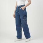 Women's Blue Slim Fit High-Rise Jeans, मध्यम नीला, small