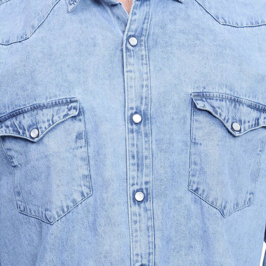 Men's 100% Cotton Casual Shirt, Light Blue, large image number null