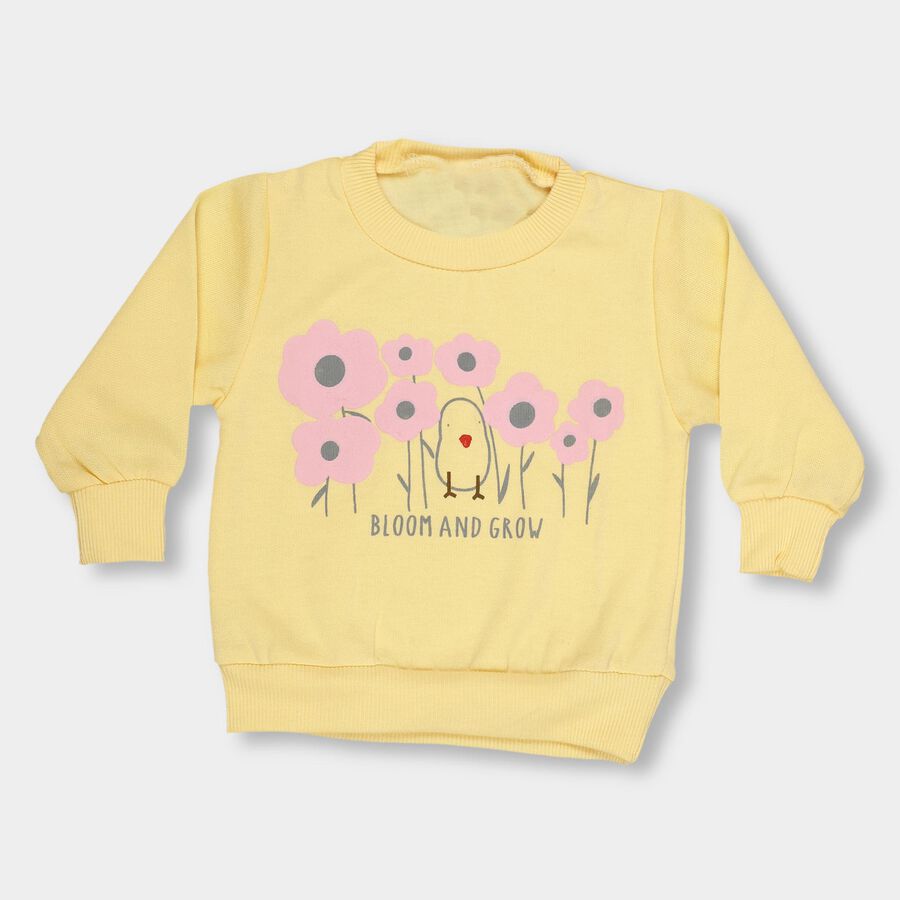 Infants Bright Yellow Crew Neck Casual Sweatshirt, पीला, large image number null
