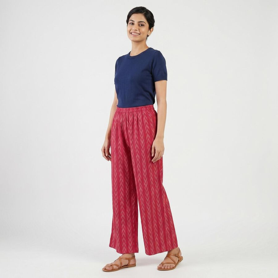 Women's Fuchsia Wide-Leg Solid Palazzos, रानी (फ्यूशिया), large