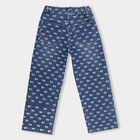 Girls' Stonewashed Blue Straight Fit Bow Print Jeans, मध्यम नीला, small image number null