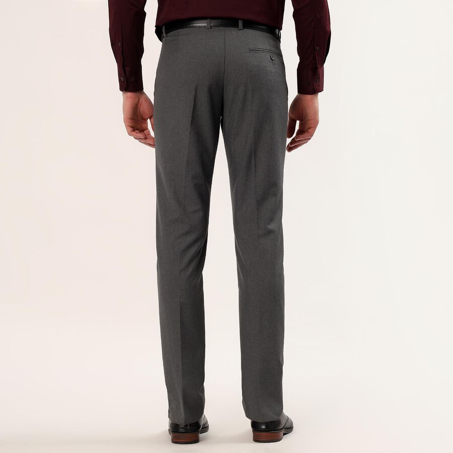 Men's Grey Slim Fit Flat-Front Formal Trousers, हल्का ग्रे, large
