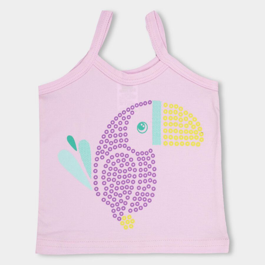 Infants' Soft Pink Cotton Round Neck Sleeveless Vest, Lilac, large image number null