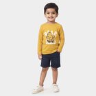Boys Mustard Cotton Blend Round Neck Regular Boys T-Shirt, Mustard, small