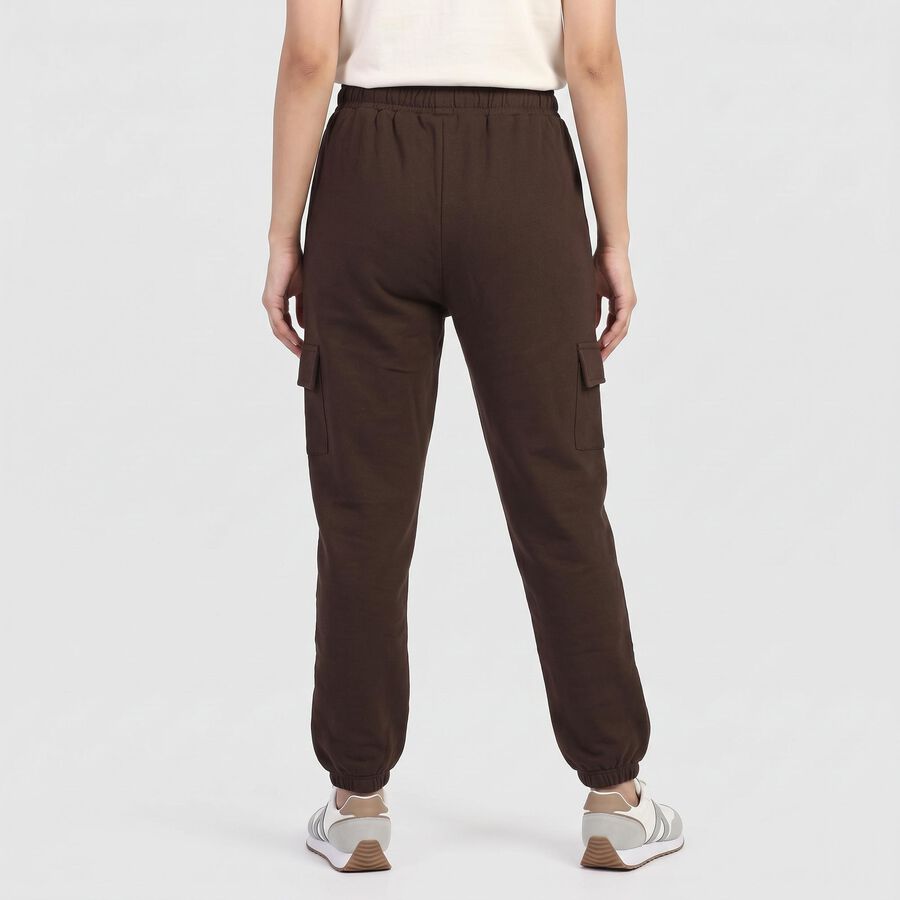 Women's Brown Jogger Fit Cargo Track Pants, भूरा, large