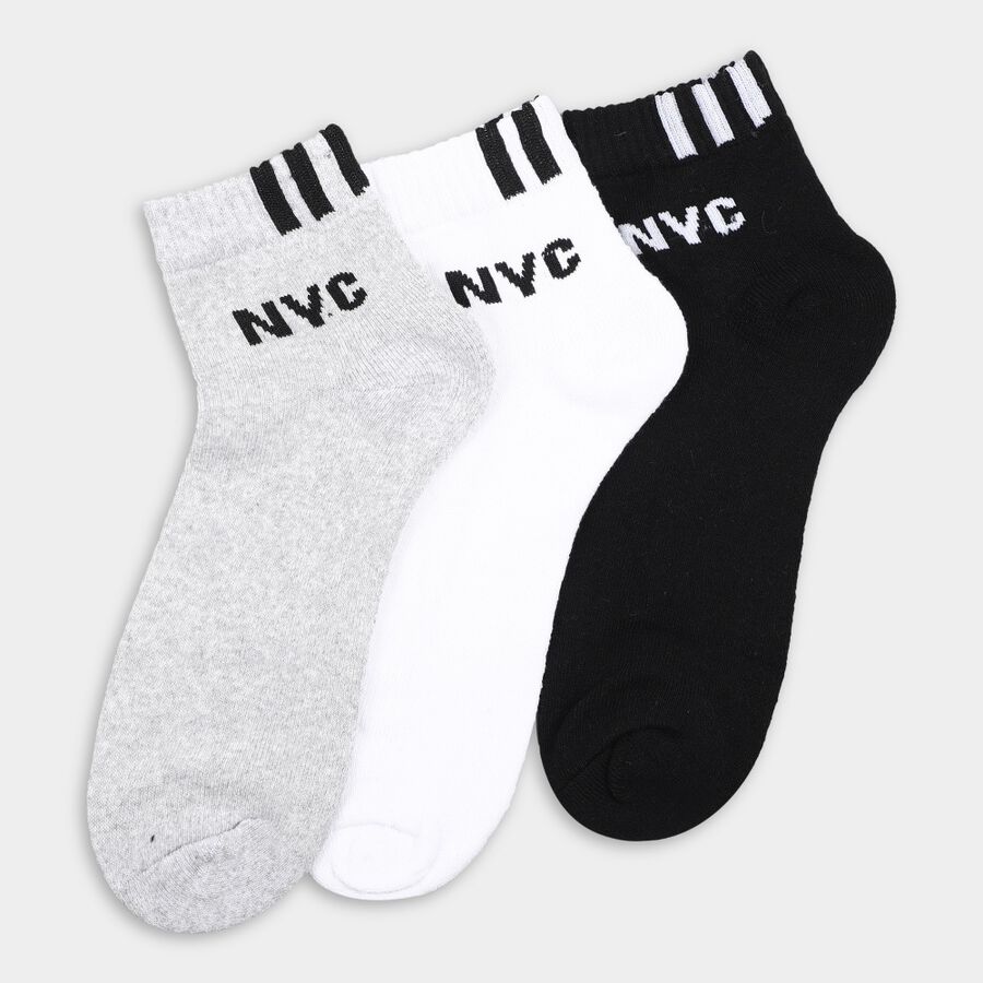 Men's Socks (Pack of 3), Melange Light Grey, large image number null