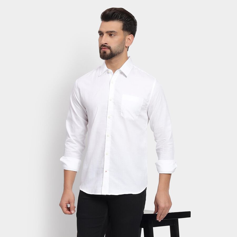 Men's 100% Cotton Casual Shirt, White, large image number null