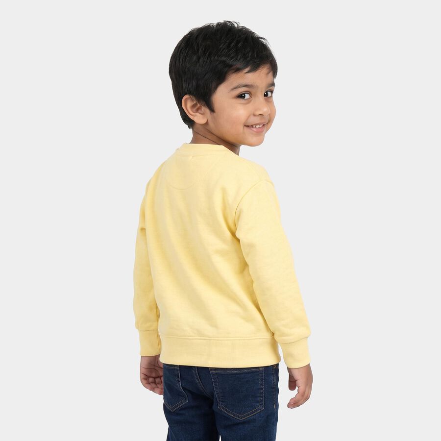 Boys' Yellow Crew Neck Pullover Sweatshirt, पीला, large