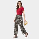 Women's Black Regular Fit Printed Palazzos, काला, small