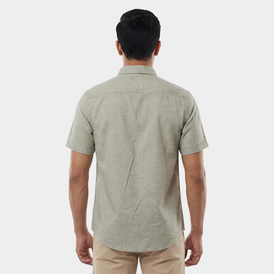 Men's Light Green Half Sleeve Spread Collar Casual Shirt, हल्का हरा, large