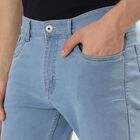 Men's Blue Slim Fit Stretchable Jeans, Ice Blue, small