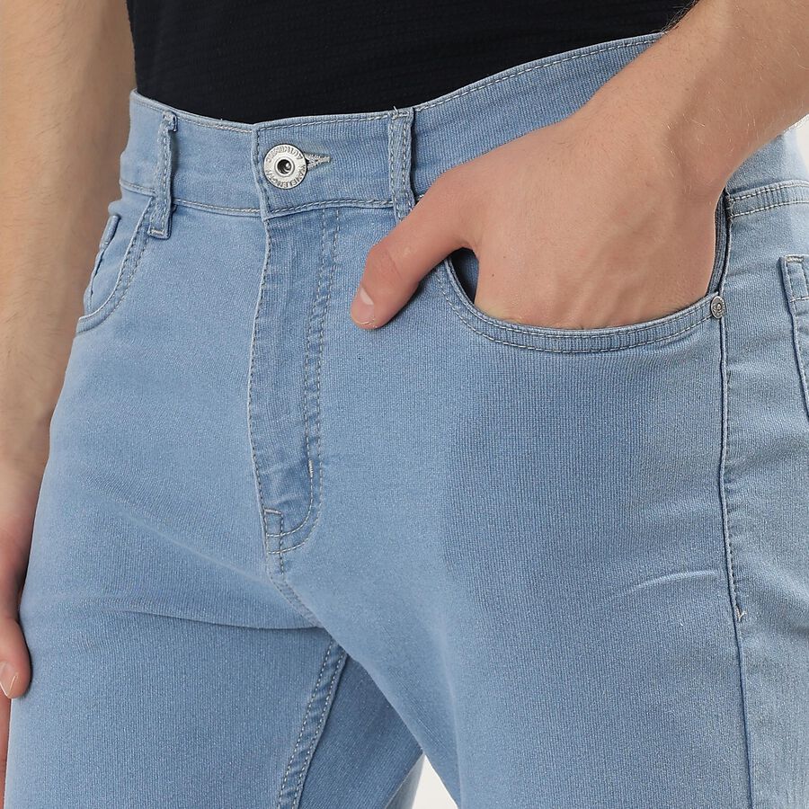 Men's Blue Slim Fit Stretchable Jeans, Ice Blue, large