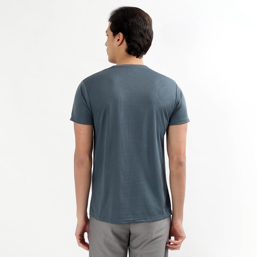 Men's Midnight Blue Crew Neck Athleisure Drifit T-Shirt, मध्यम नीला, large