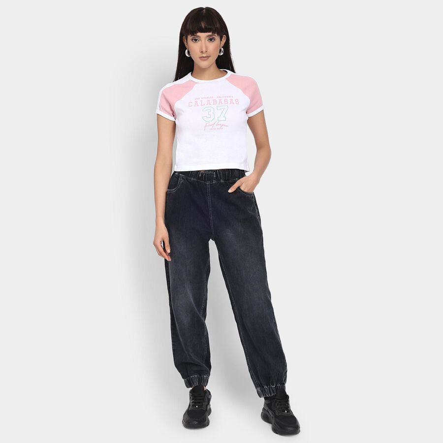 Ladies' 100% Cotton Crop  Top, Pink, large image number null