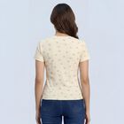 Women's White Cotton Blend Round Neck Classic T-Shirt, ऑफ व्हाइट, small