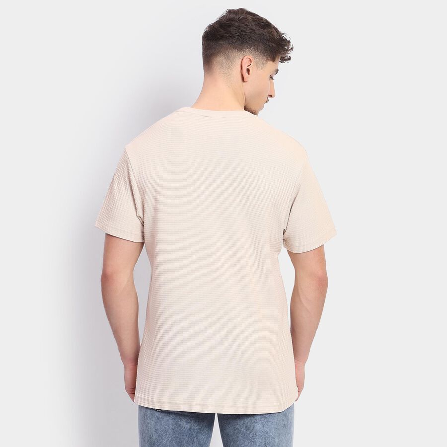 Men's Round Neck Half Sleeves T-Shirt , Beige, large image number null