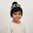 Boys' Dark Navy Blue Snowflake Pattern Pom-Pom Cap, Navy Blue, small image number null