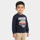 Boys' Navy Blue Crew Neck Graphic Print Sweatshirt, Navy Blue, small