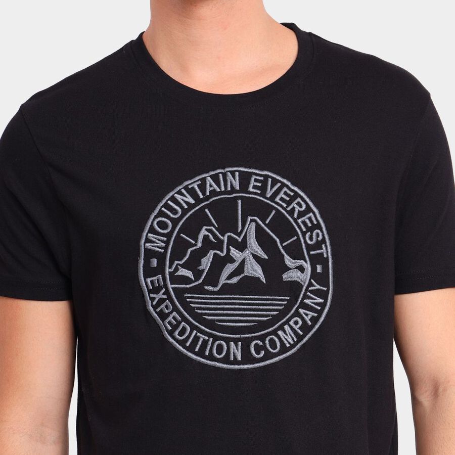 Men's 100% Cotton Round Neck Half Sleeves T-Shirt, Black, large image number null