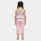 Girls Light Pink Sleeveless Floral Top and Capri Set, लाइलेक, small