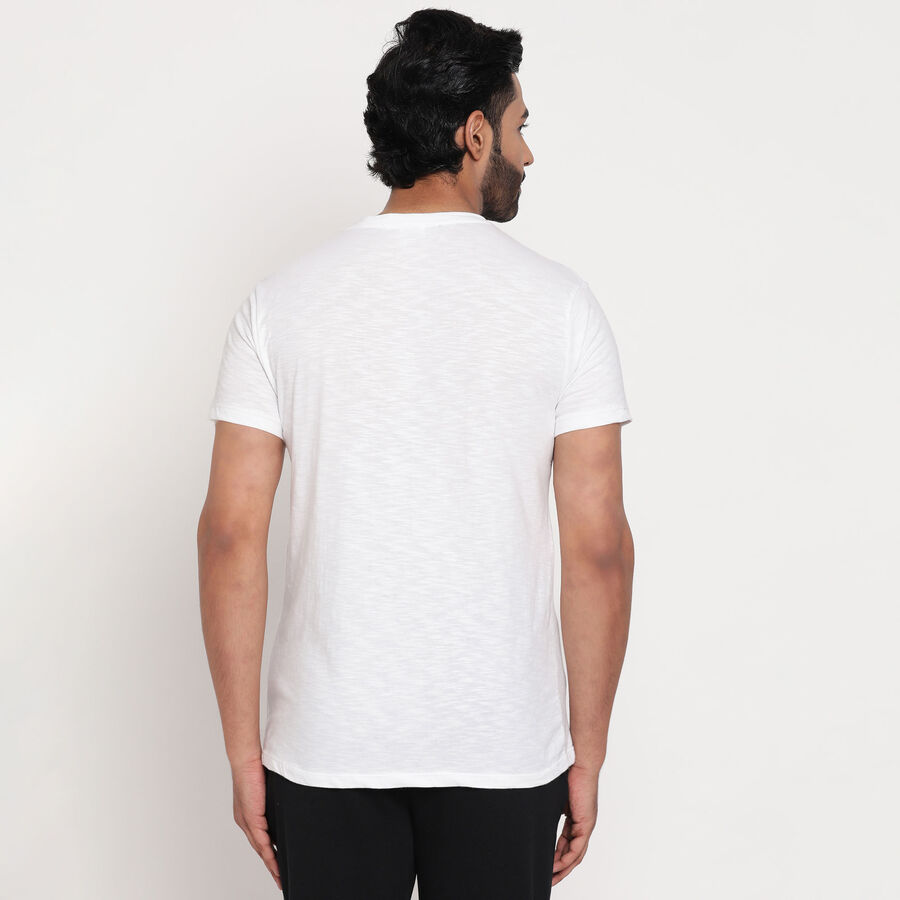 Cotton Solid Henley T-Shirt, White, large image number null