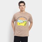 Men's 100% Cotton Round Neck Half Sleeves T-Shirt , Beige, small
