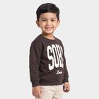 Boys' Brown Crew Neck Graphic Print Sweatshirt, Brown, small