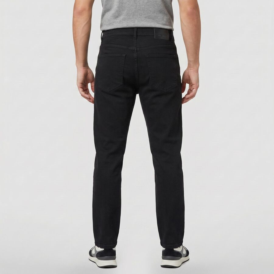 Men's Black Slim Fit Jeans, काला, large