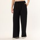 Women's Black Slim Fit Cuffed Track Pants, Black, small