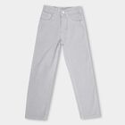 Girls' 100% Cotton Trousers , Light Grey, small