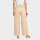 Women Beige Wide Leg High Rise Solid Trousers, गहरा पीला, small