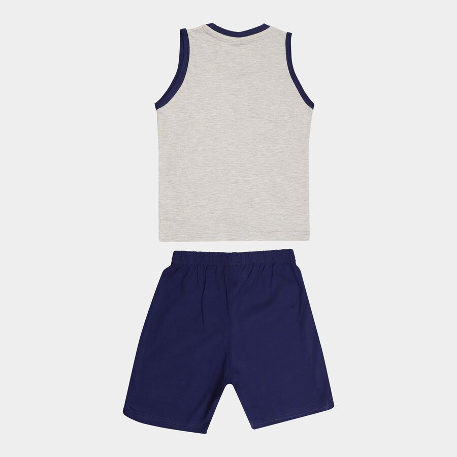 Boys Cotton Baba Suit, Melange Light Grey, large image number null
