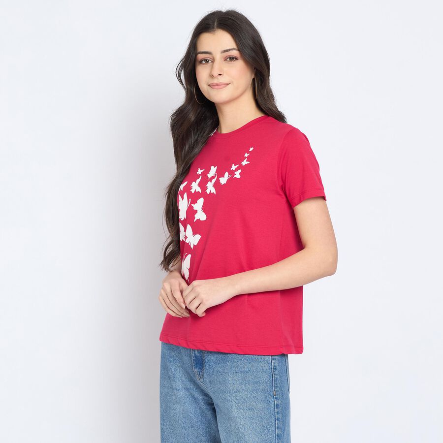 Ladies' Round Neck T-Shirt, Fuchsia, large