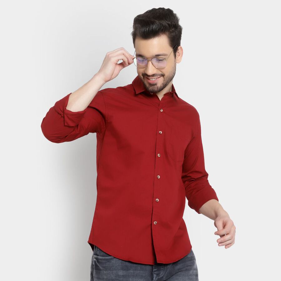 Cotton Solid Casual Shirt, Maroon, large image number null
