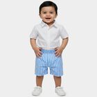 Infants' Navy Blue Regular Fit Anchor Printed Cotton Half Pant, मध्यम नीला, small