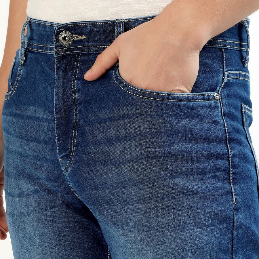 Men's Medium Wash Blue Slim Fit Jeans, Dark Blue, large image number null