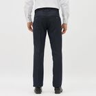 Men's Dark Charcoal Slim Fit Flat-Front Formal Trousers, Navy Blue, small image number null