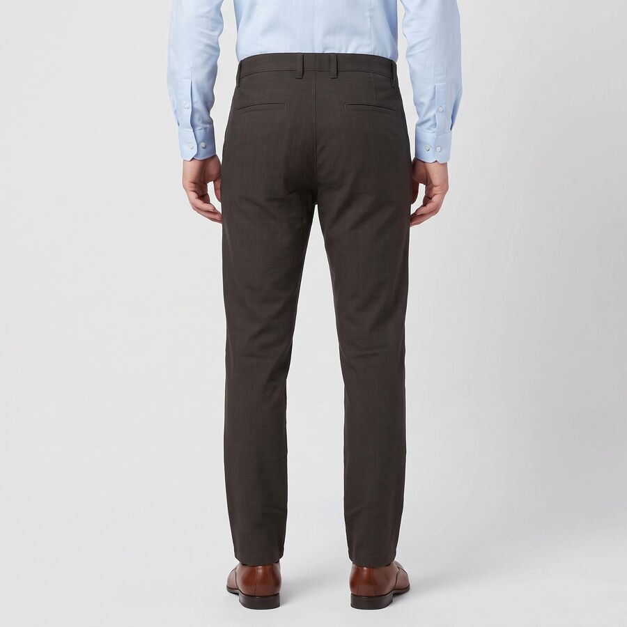 Men's Dark Grey Slim Fit Flat-Front Trousers, Dark Grey, large