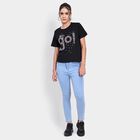 Ladies' 100% Cotton Round Neck T-Shirt , काला, small image number null