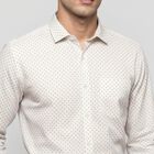 Men's Beige Geometric Formal Shirt, Beige, small