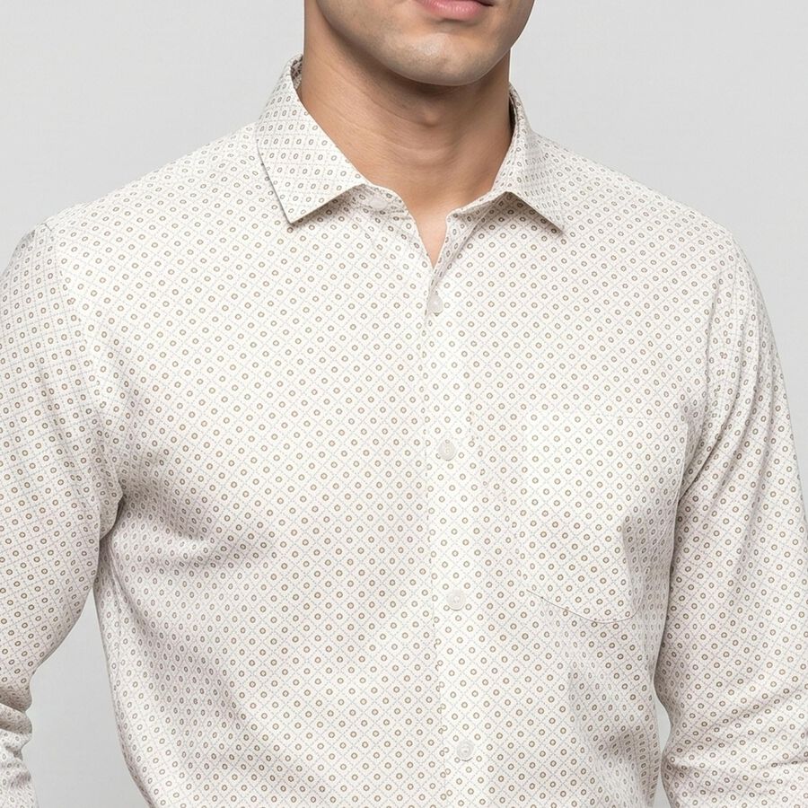 Men's Beige Geometric Formal Shirt, Beige, large
