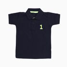 Boys Navy Blue Polo Neck Casual T-Shirt, Navy Blue, small