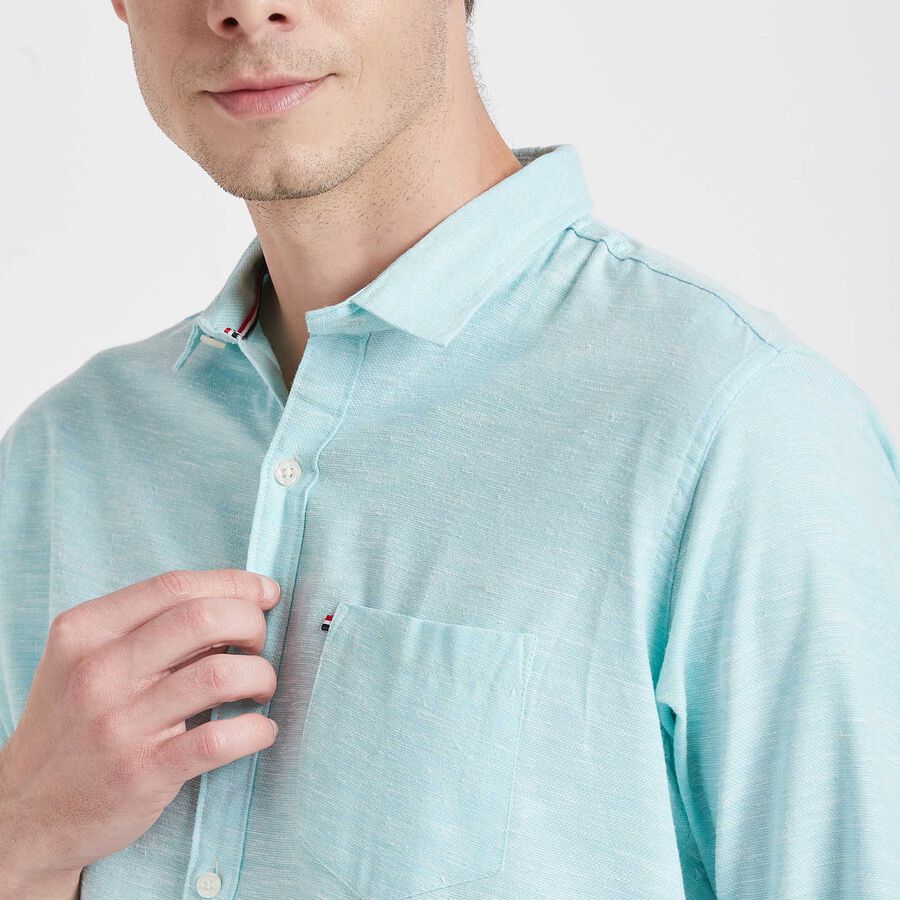 Solid Casual Shirt, Light Green, large image number null