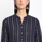 Cotton Printed Kurta, Navy Blue, small image number null