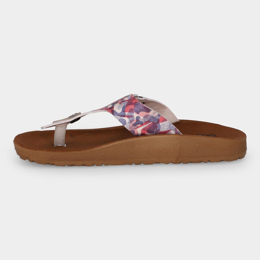 Women's Blue Buckle Strap Thong Sandals, Blue, large